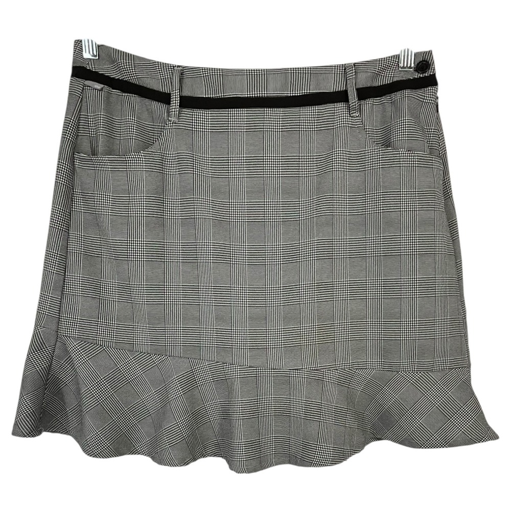 N'vo‎ Nivo by Lanctot Golf Skort Women 8 Black White Glen Plaid Ruffle Hem